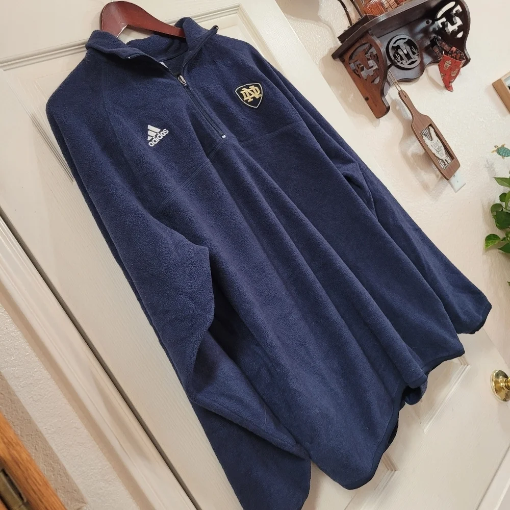 Vintage Notre Dame Fighting Irish Adidas Quarter Zip Fleece Pullover Large